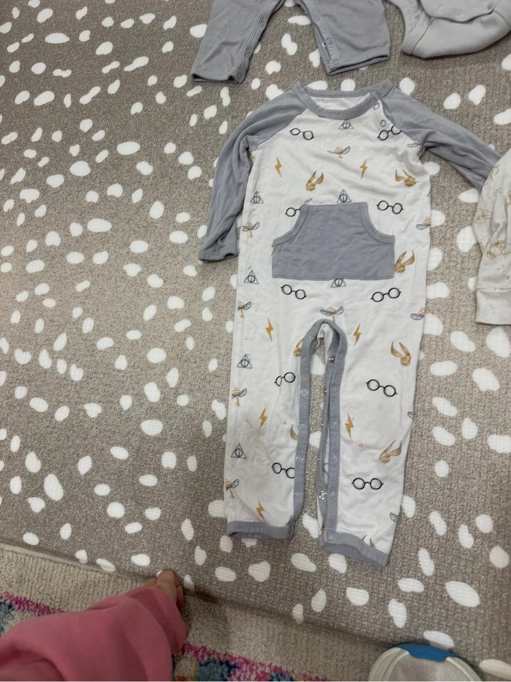 Lot of 5 Bamboo harry potter coverall romper onesie zippy playsuit neutral baby